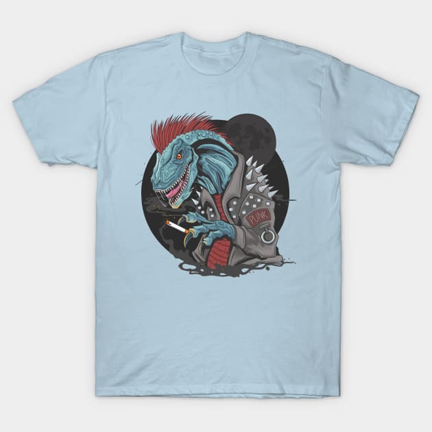 dinosaur punk raptor T-Shirt by Mako Design 